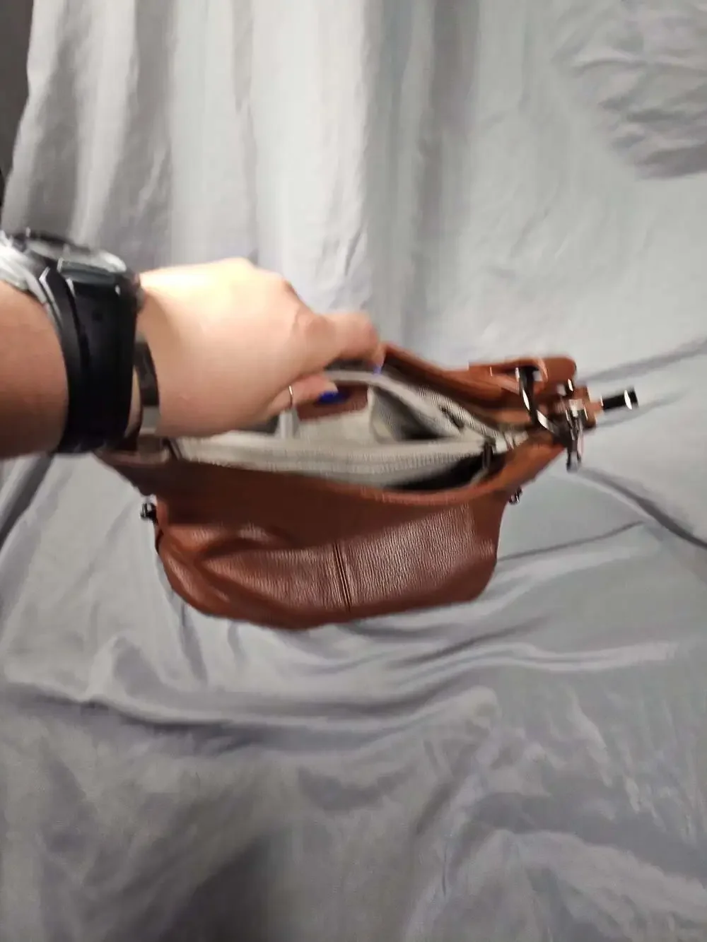 Pebbled Hobo Shoulder Bag in Cognac Brown